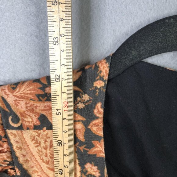 Charlie Holiday Dress Womens XS Black Orange Paisley Maxi Open Back Linen Boho - Picture 4 of 16